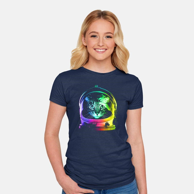 Astronaut Cat-womens fitted tee-clingcling