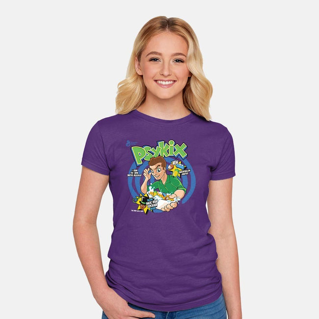 Psykix Cereal-womens fitted tee-foureyedesign