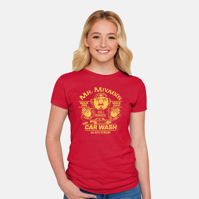 Wax On Wax Off Car Wash-womens fitted tee-DeepFriedArt